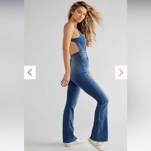Free People We the Free CRVY One Piece Denim Overall Zipper Kick Flare NWT